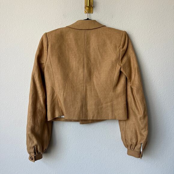 Veronica Beard Milani Cropped Linen Blazer Jacket in Camel Size 6 - Picture 4 of 7